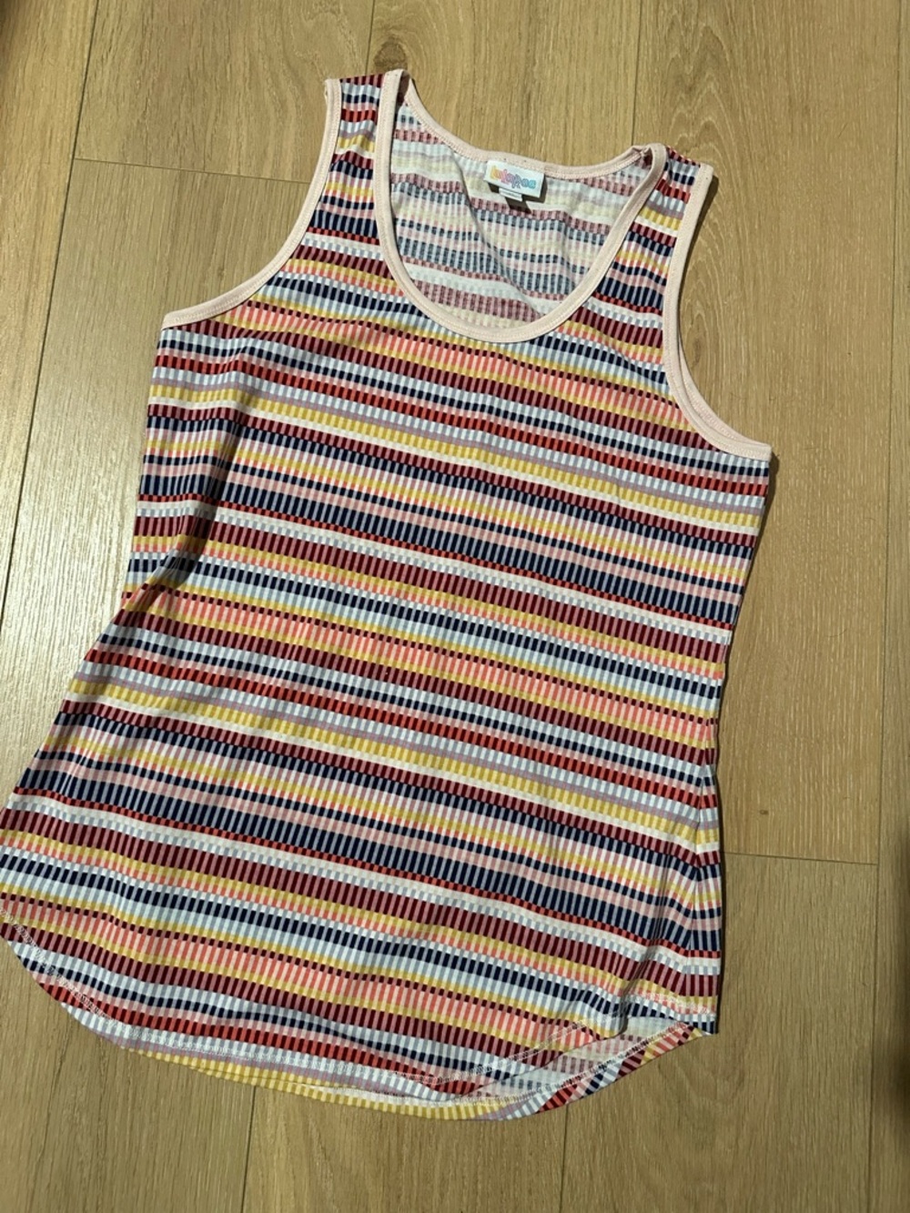 LuLaRoe Striped Ribbed Tank Top in Multi-Color- size medium
